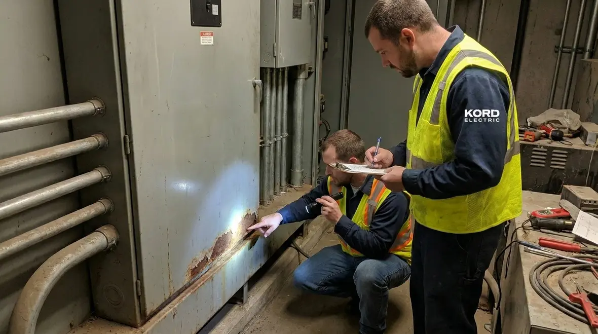 Commercial electrical panel diagnostics in a major property building