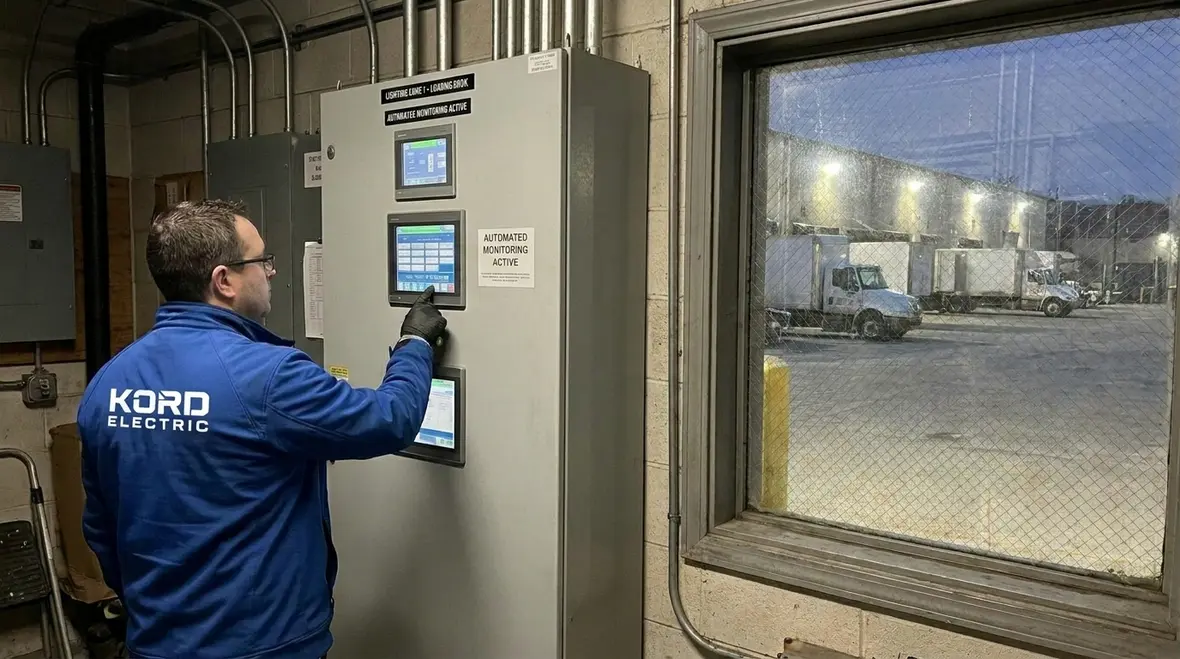 Energy efficient commercial outdoor lighting automation at night