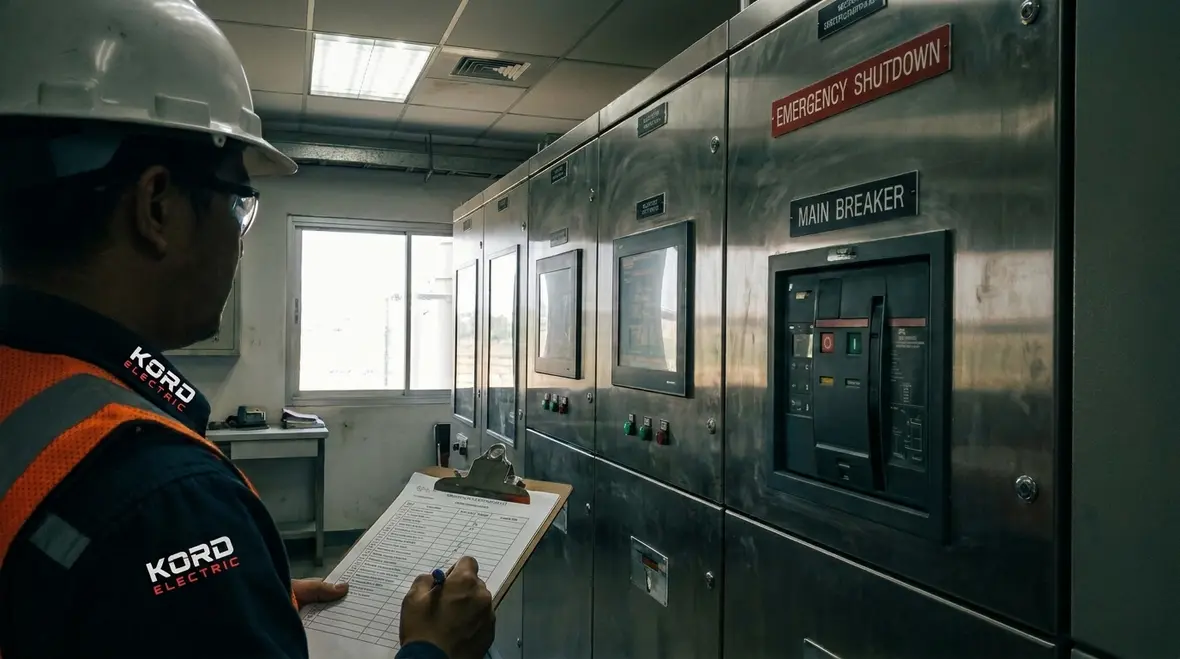 Switchgear and electrical panels maintained for NFPA 70B alignment in a critical facility