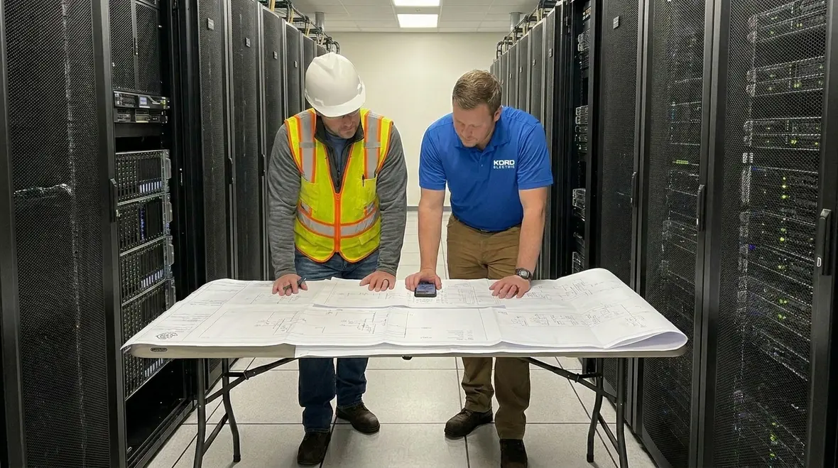 Data center operators reviewing power quality trends before downtime