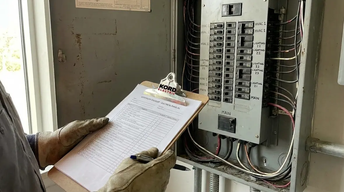 Electrical service team testing continuity and transfer systems