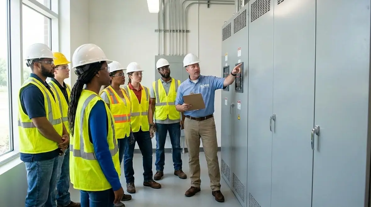 Facility team attending an electrical safety training session