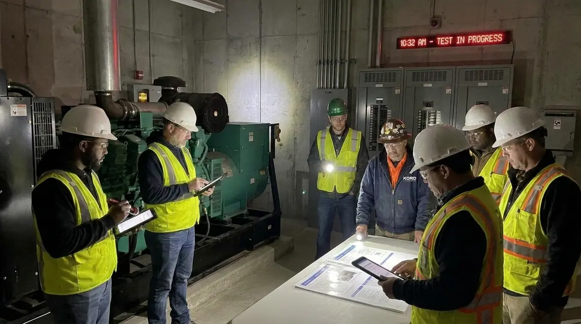 Operations team walking through emergency electrical response procedures