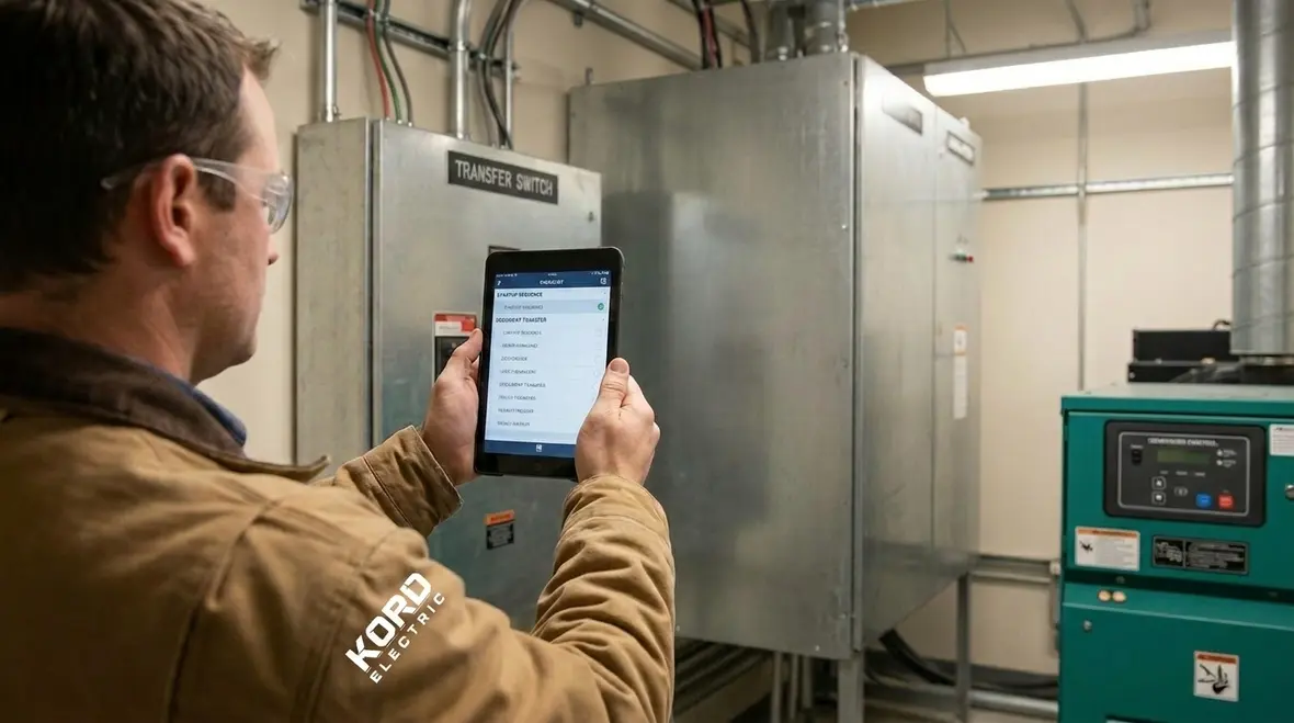 Load bank connected to emergency generator for reliability testing