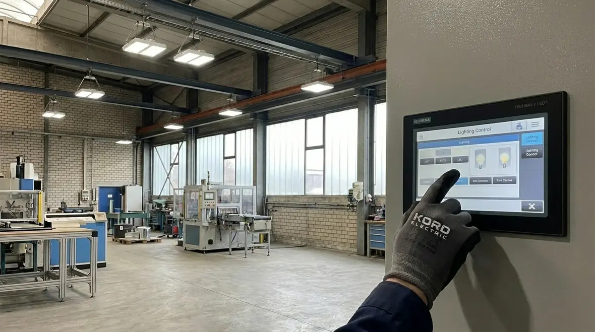 Industrial lighting control system using sensors and zones to reduce energy use