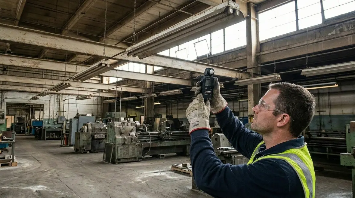 Maintenance team reducing downtime with smart industrial lighting controls