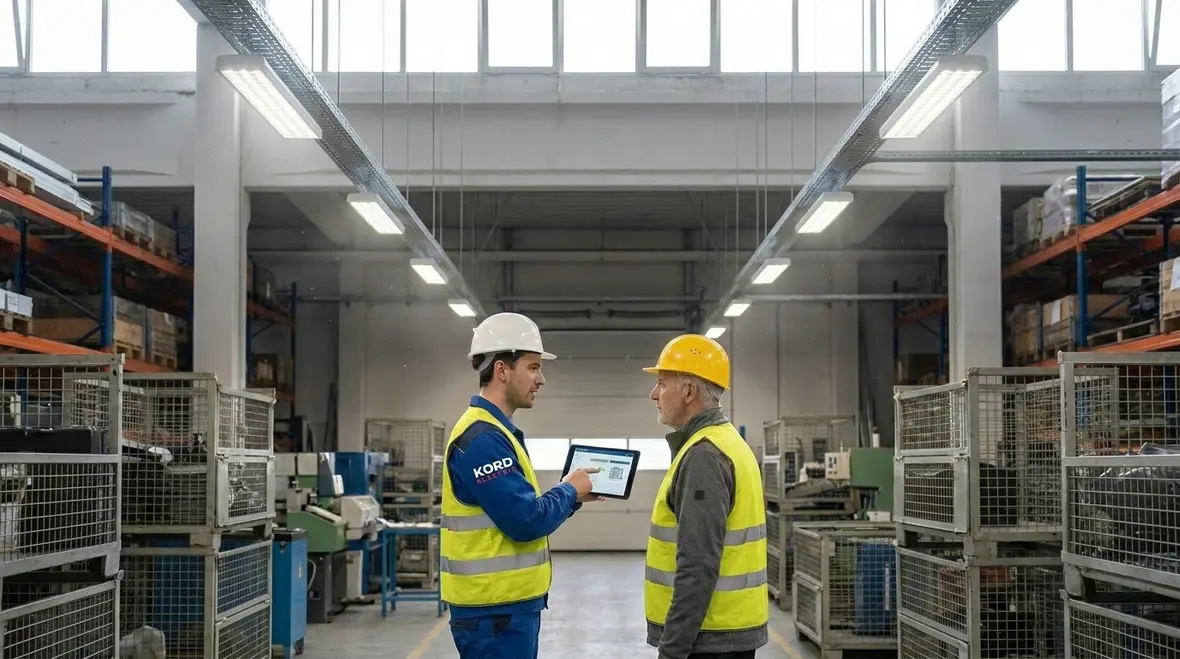 Industrial smart lighting controls operating in a modern warehouse