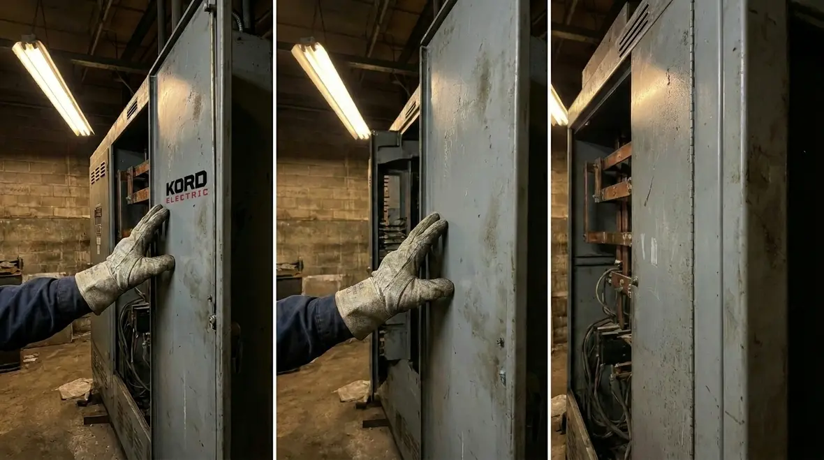Technician inspecting overheating panels and nuisance trips in a commercial building