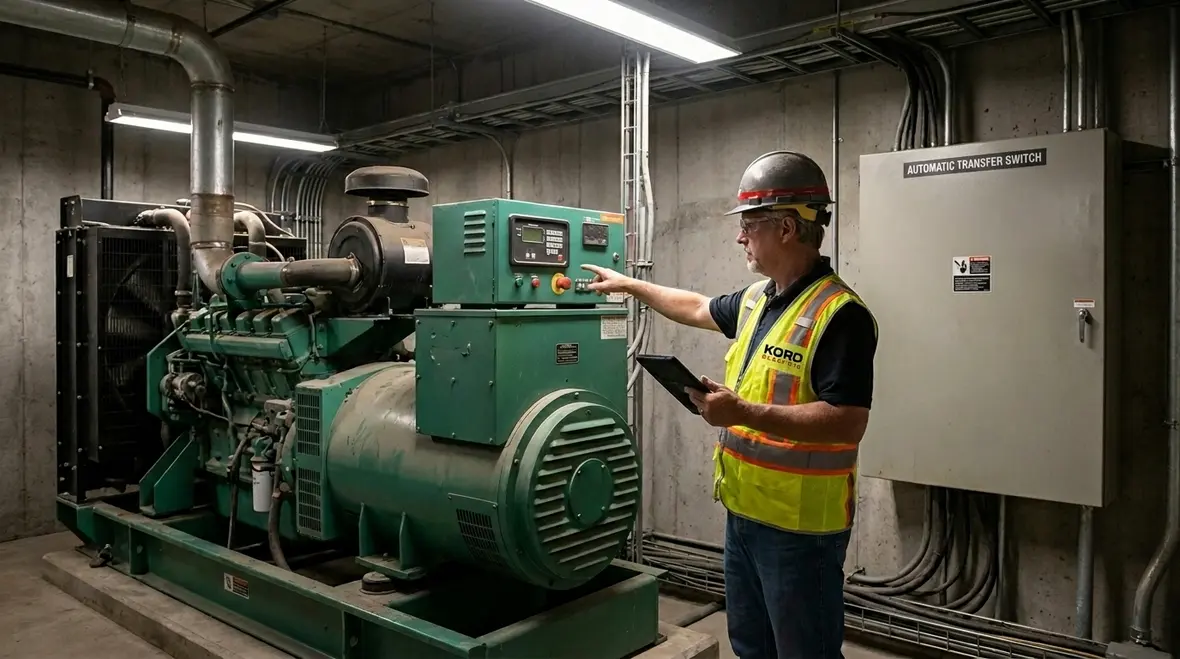 Emergency power distribution equipment in a commercial facility