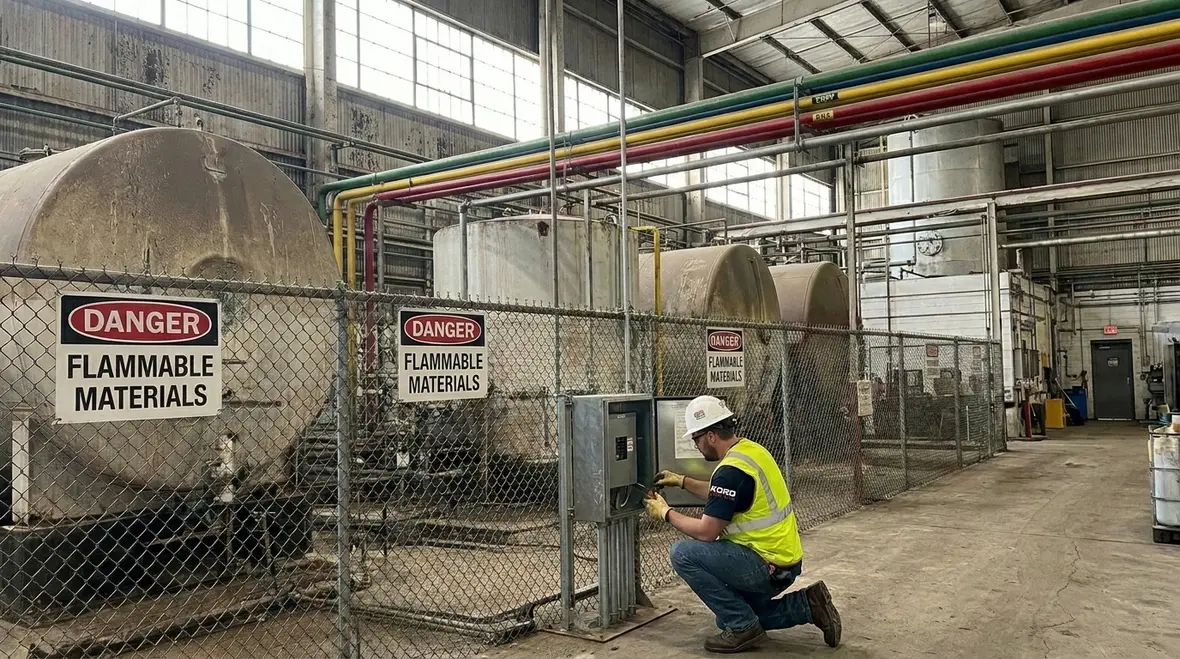 Electrical equipment installed in an NEC hazardous location inside an industrial facility