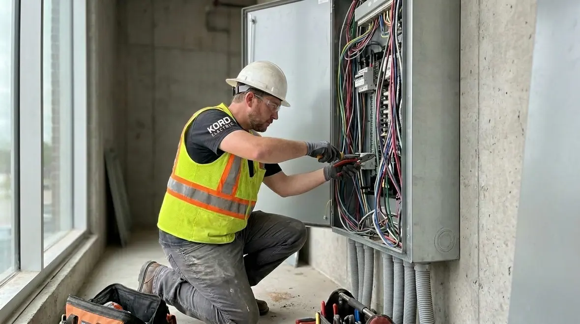 Electrician reviewing NEC vs NFPA 70E vs NFPA 70B and NFPA 72 standards