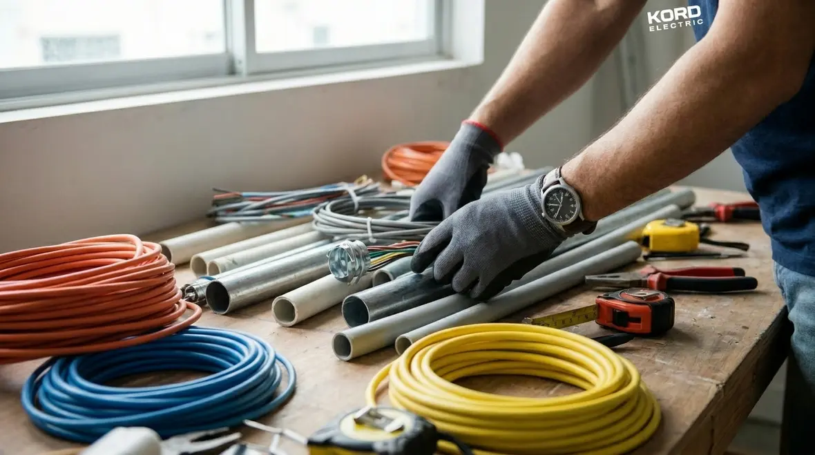 Commercial electricians planning NEC wiring methods for a large facility