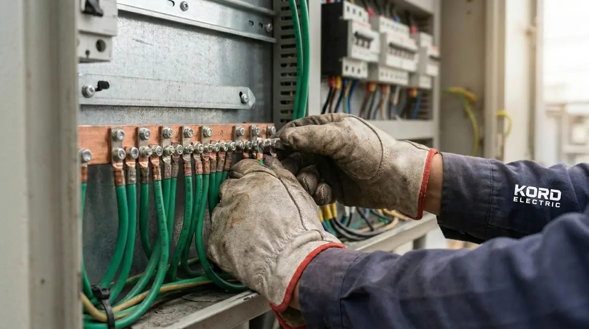 Grounding and bonding conductors connected inside an upgraded electrical panel
