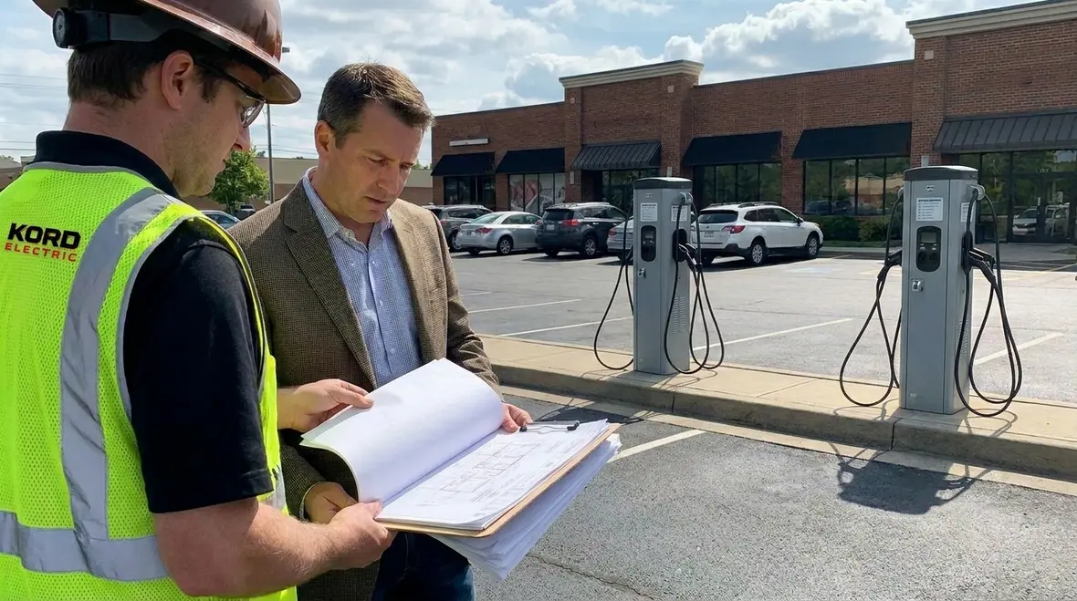 Commercial EV chargers installed to meet California Title 24 EV charger requirements