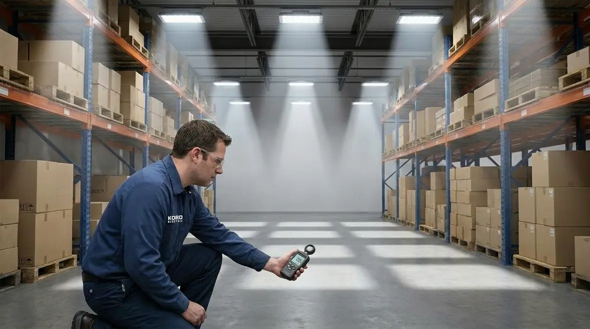 High bay LED fixtures optimized for warehouse Title 24 compliance