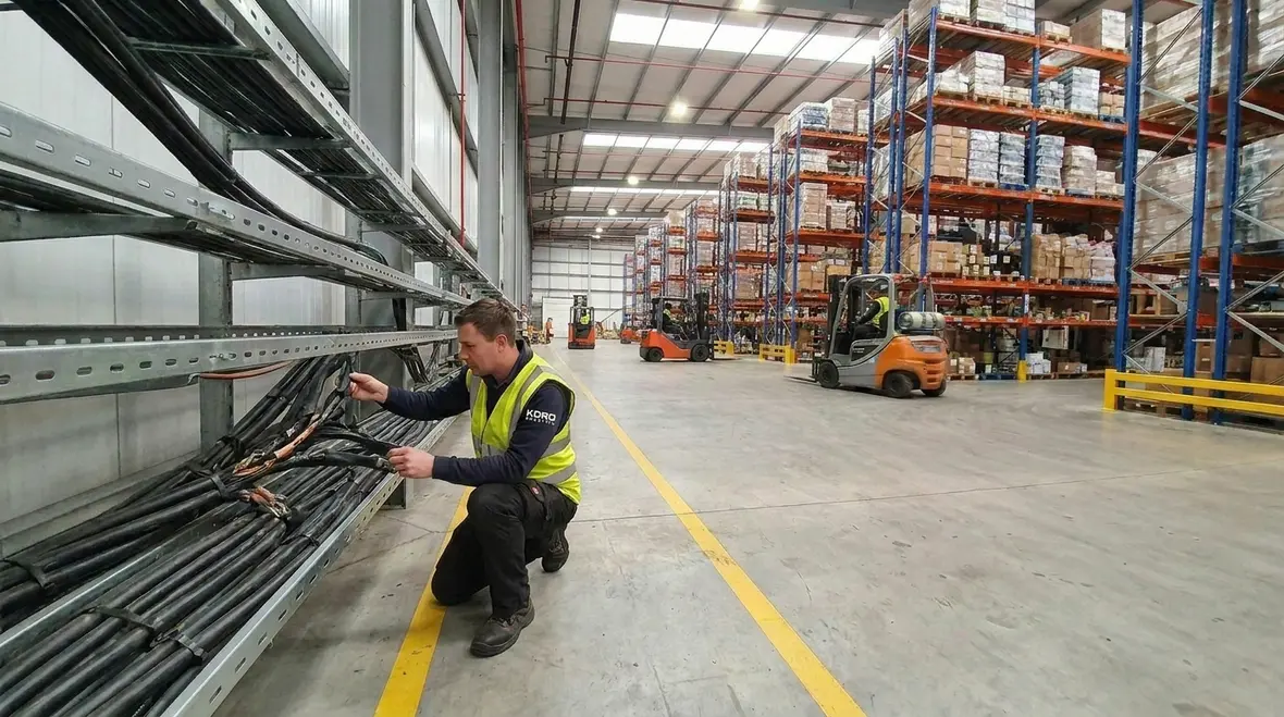 Warehouse electrical panel inspection during safety audit