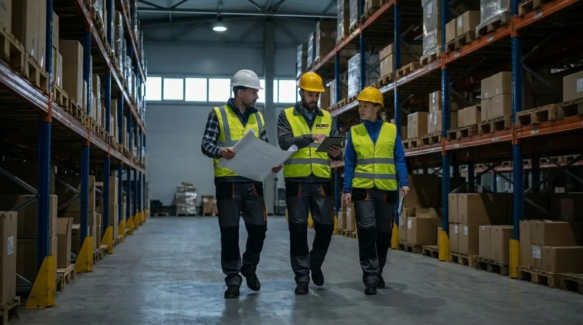 Technician performing a warehouse electrical safety audit