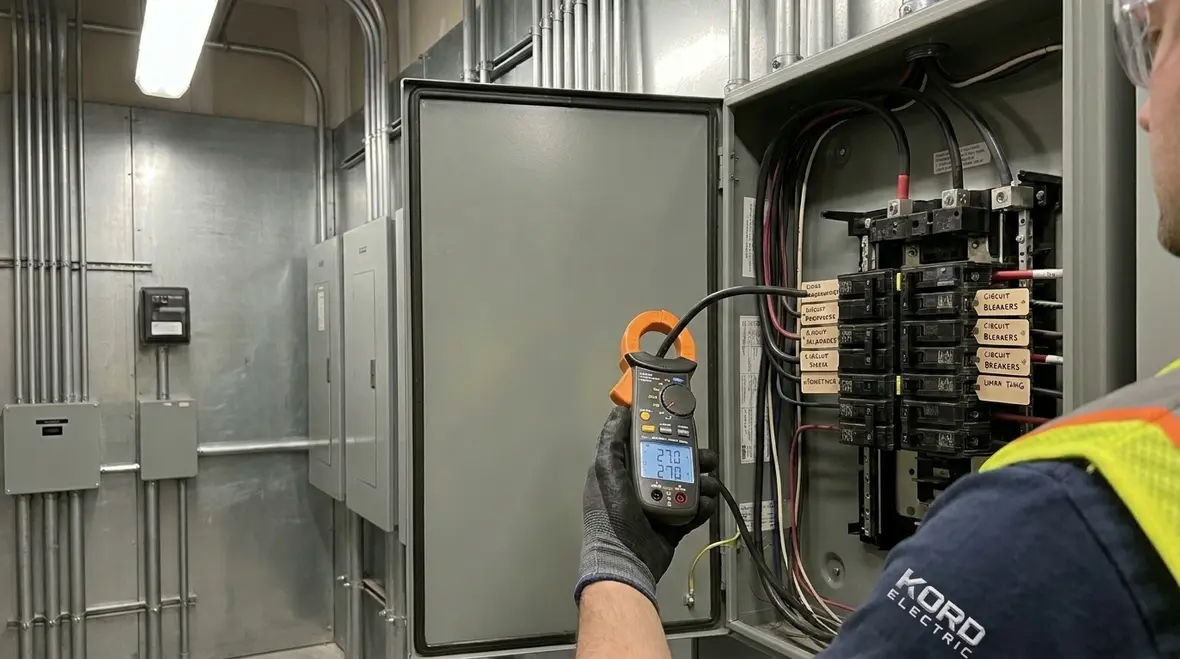Mapped warehouse lighting zones tied to power distribution panels