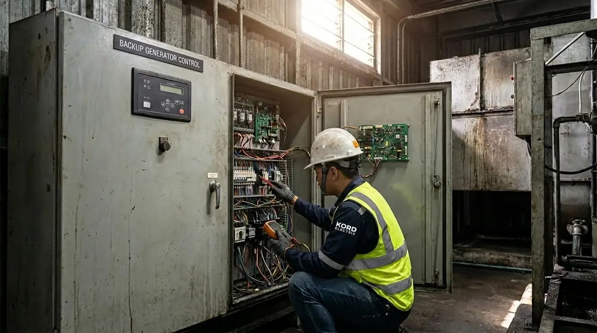 Diesel and natural gas standby generators staged for commercial office backup power