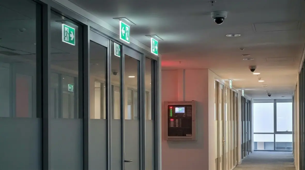 Commercial office floor operating normally during a grid outage thanks to backup power