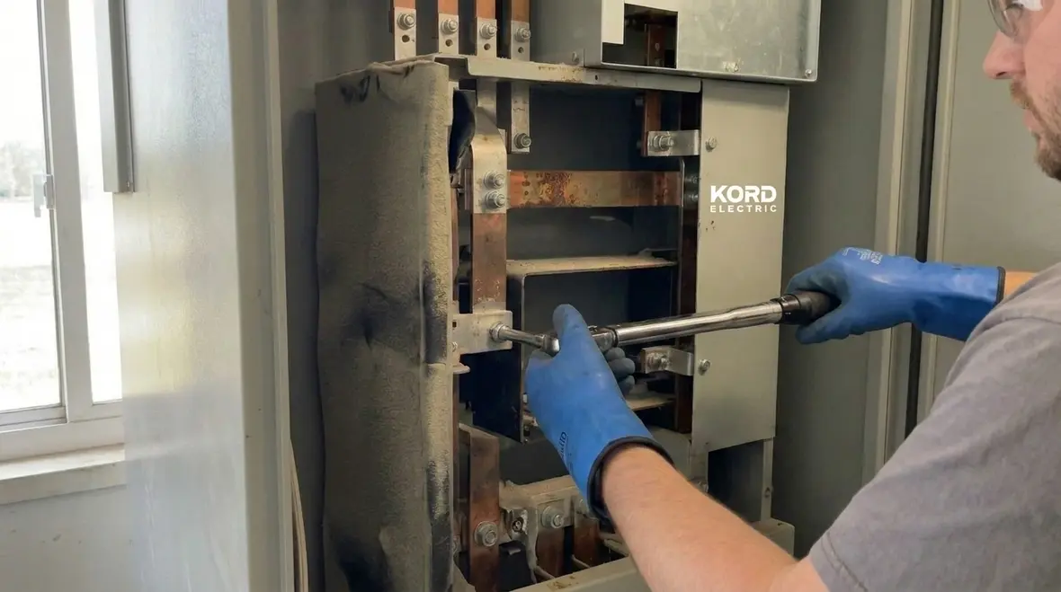 Engineers reviewing commercial facility load planning to prevent outages