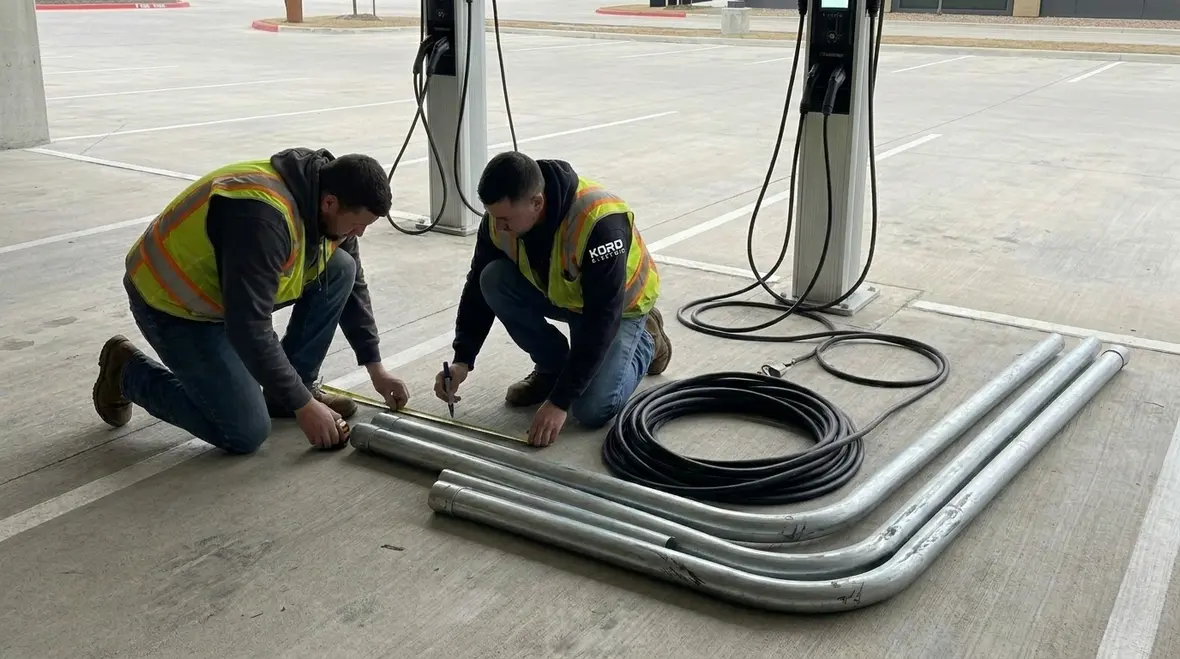 Conduit and wiring methods for commercial EV charging stations