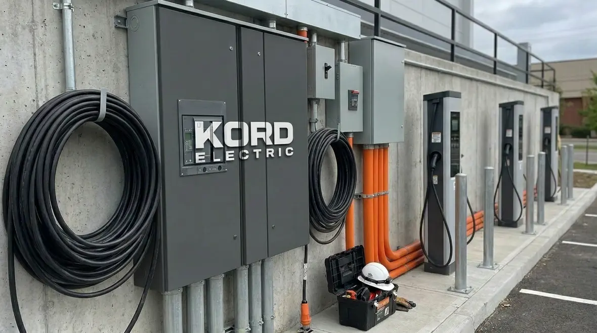 Technician checking commercial lighting and power quality issues