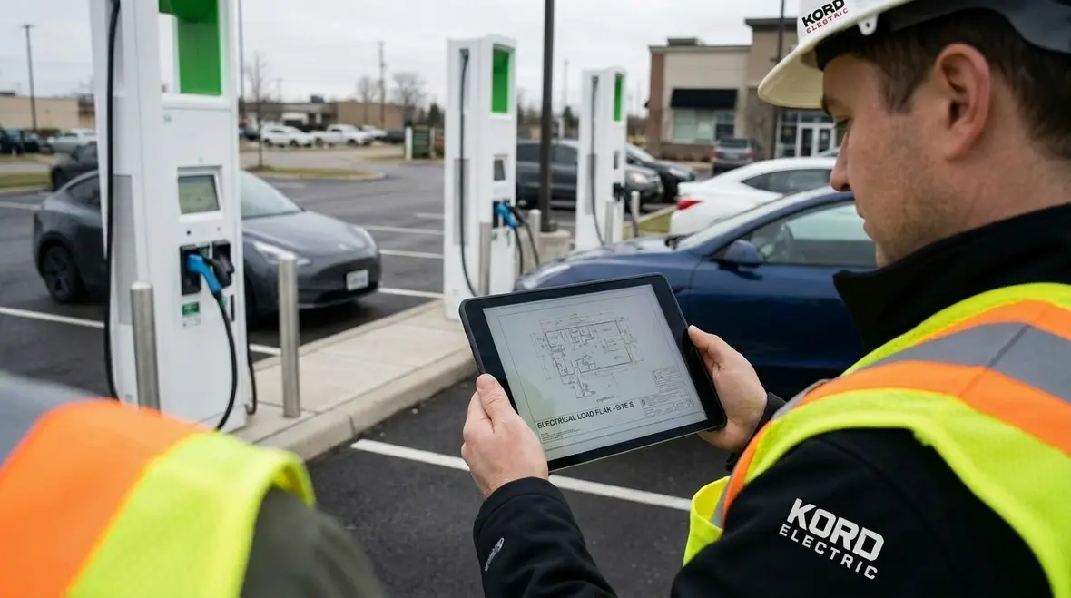 Commercial EV charging station planning layout overview