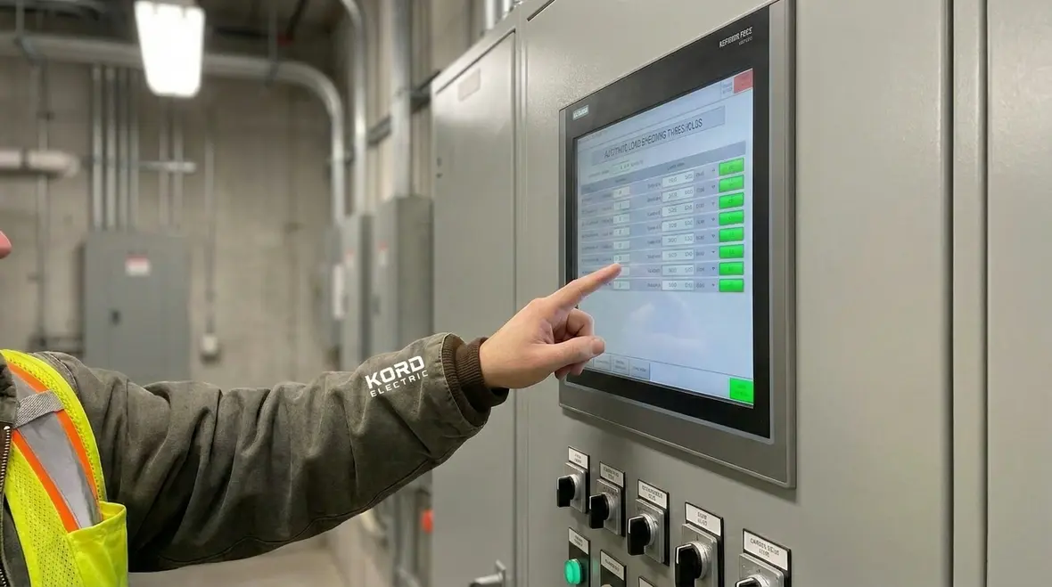 Kord Electric team commissioning commercial load shedding system