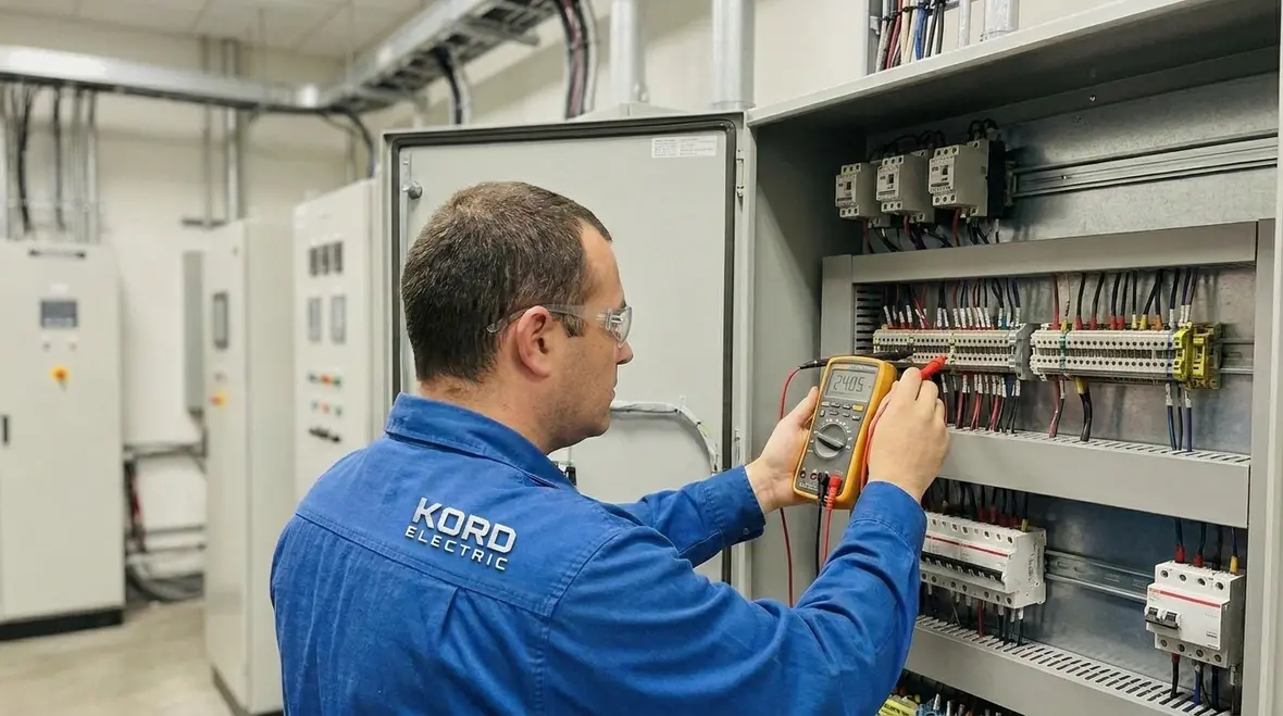 Commercial electrical switchgear inspected during load testing