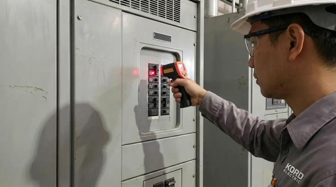 Thermal imaging and measurement tools used during electrical load testing