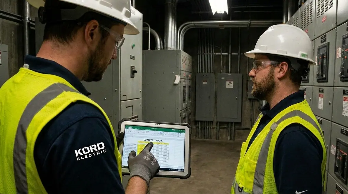 Thermal and electrical testing equipment monitoring commercial electrical load