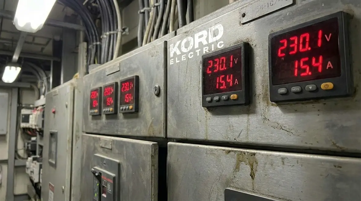 Engineer reviewing commercial electrical load testing data and building one line diagrams