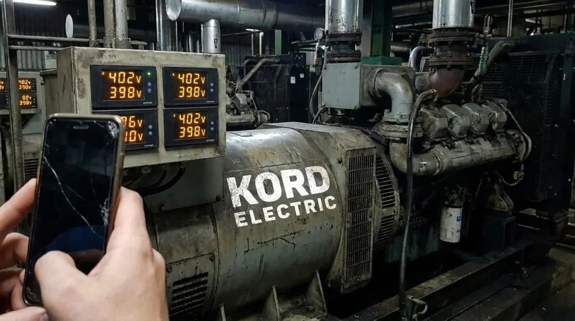 Technician performing commercial electrical load testing on a main service panel