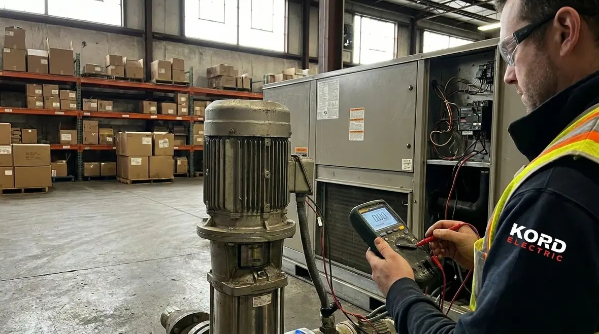 Commercial electrical panel under monitored load conditions