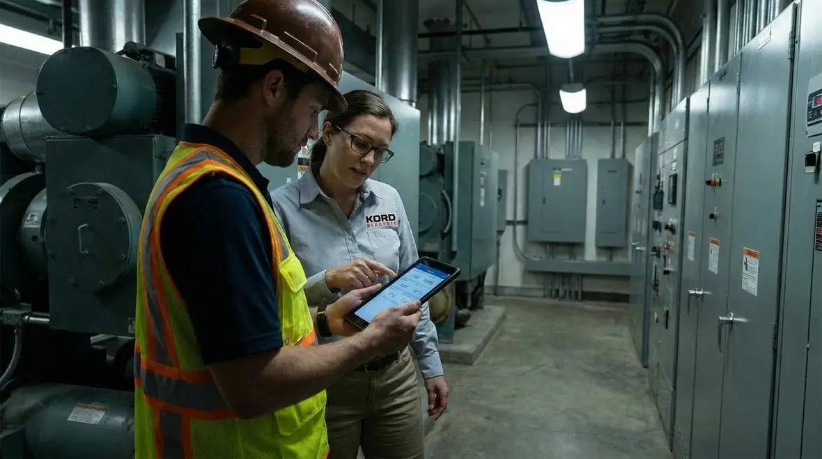 Load testing equipment connected to commercial electrical panels