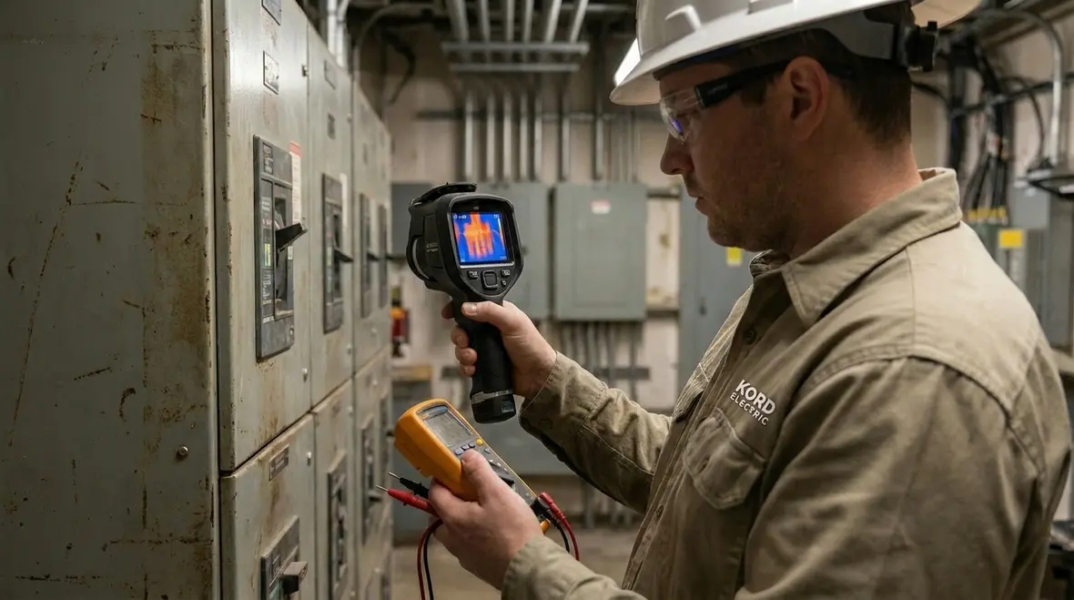 Monitoring voltage fluctuations during commercial electrical load testing