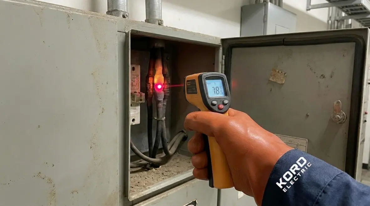 Load testing equipment monitoring voltage fluctuations in a commercial facility
