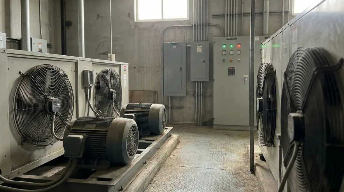 Electrical switchgear under load testing in a commercial facility