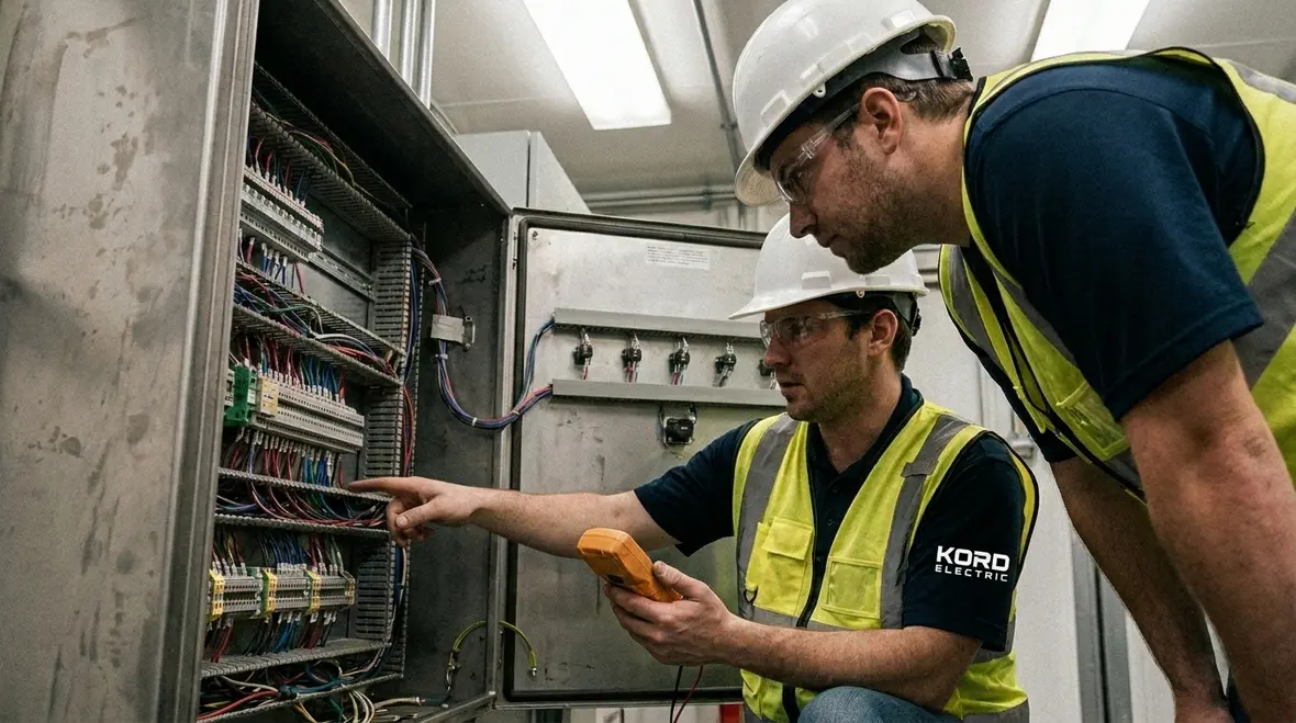 Detailed inspection of commercial electrical panels during preventative maintenance