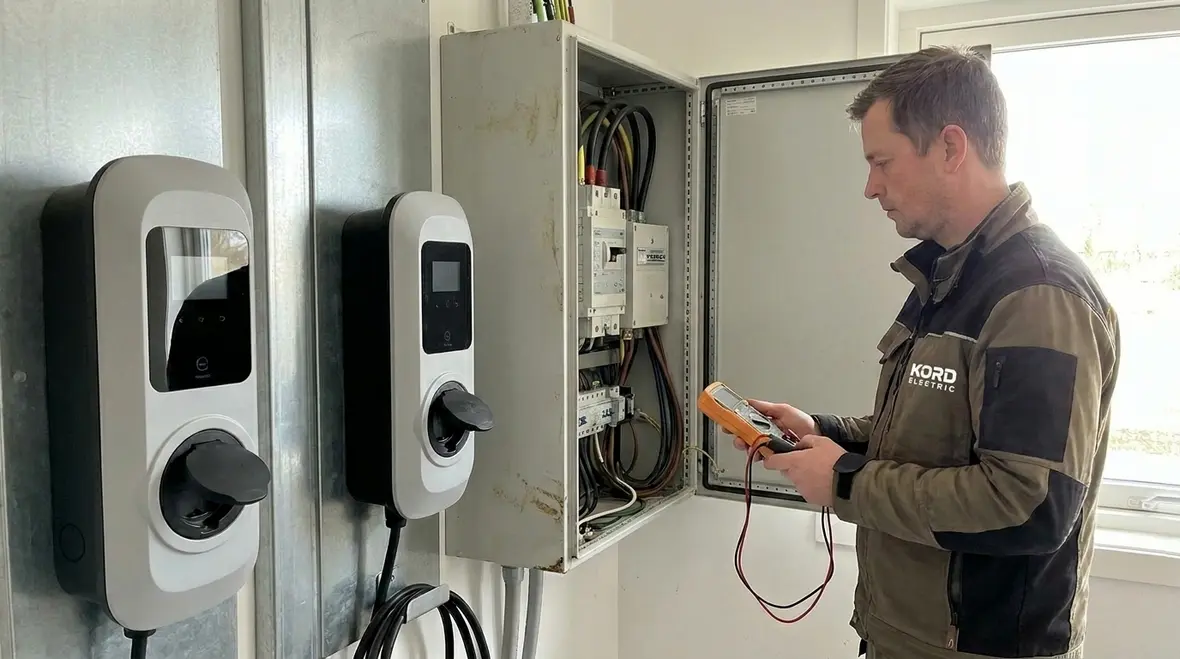 Electricians planning panel capacity for commercial EV charging infrastructure