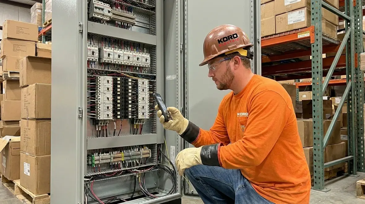 Crew performing scheduled power upgrades to support commercial EV fleet charging