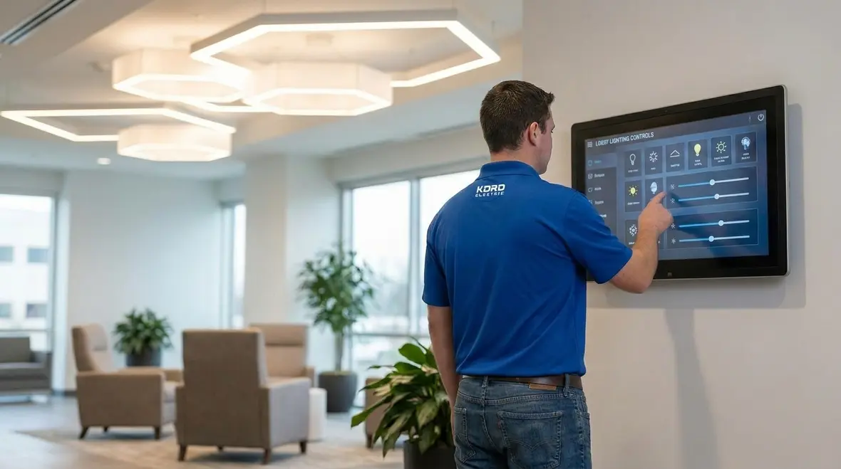 Commercial intelligent lighting controls system in a modern facility