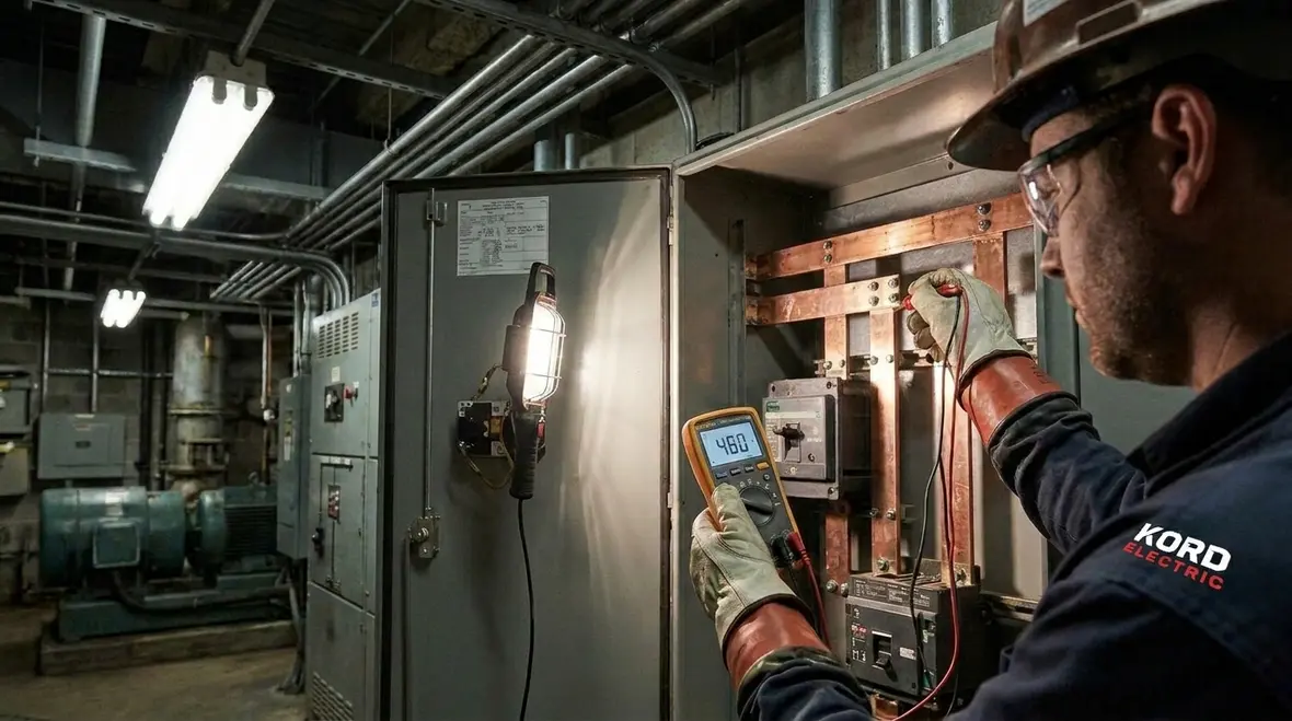 Infrared scan and testing for voltage drops and brownouts in a commercial facility