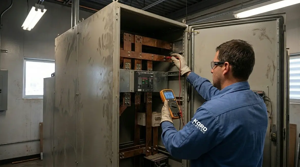 Commercial facility electrical room after power factor correction upgrades