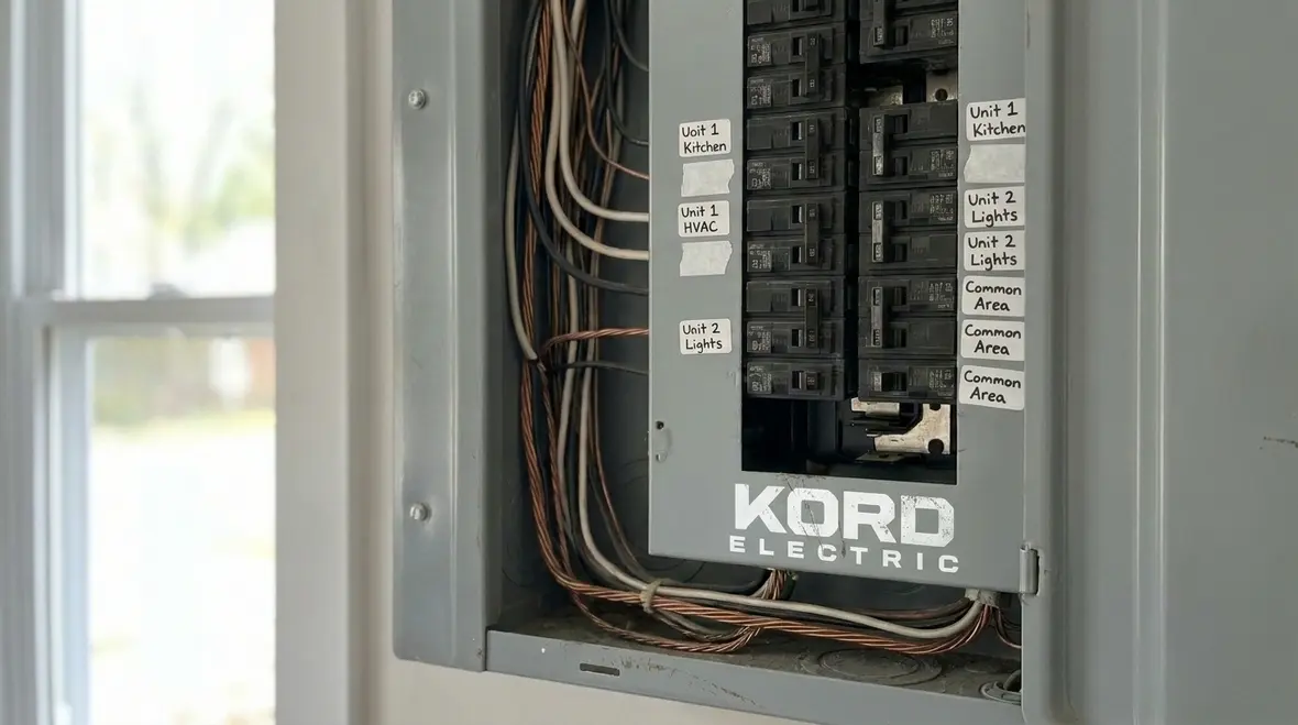 Organized commercial subpanel with clearly allocated tenant and process loads