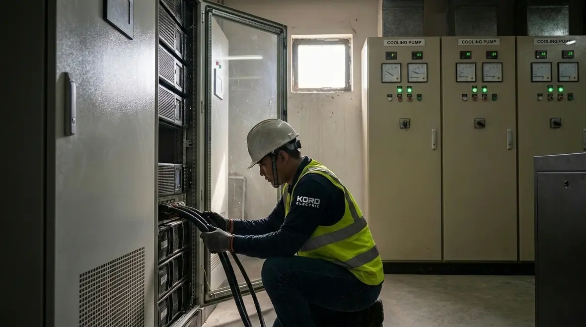 Data center cooling electrical requirements with power and cooling systems working together
