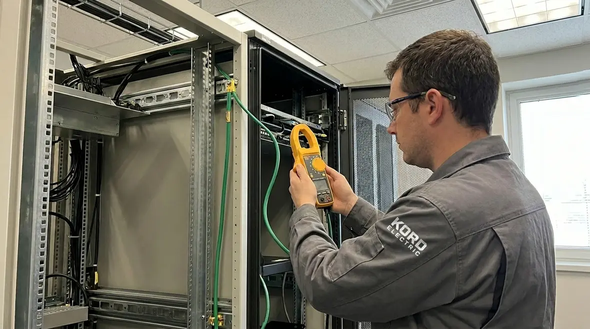 Grounding and bonding conductors installed for NEC-compliant data center racks
