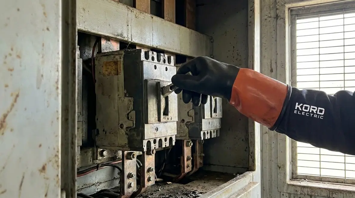 Technicians reviewing data center power redundancy design