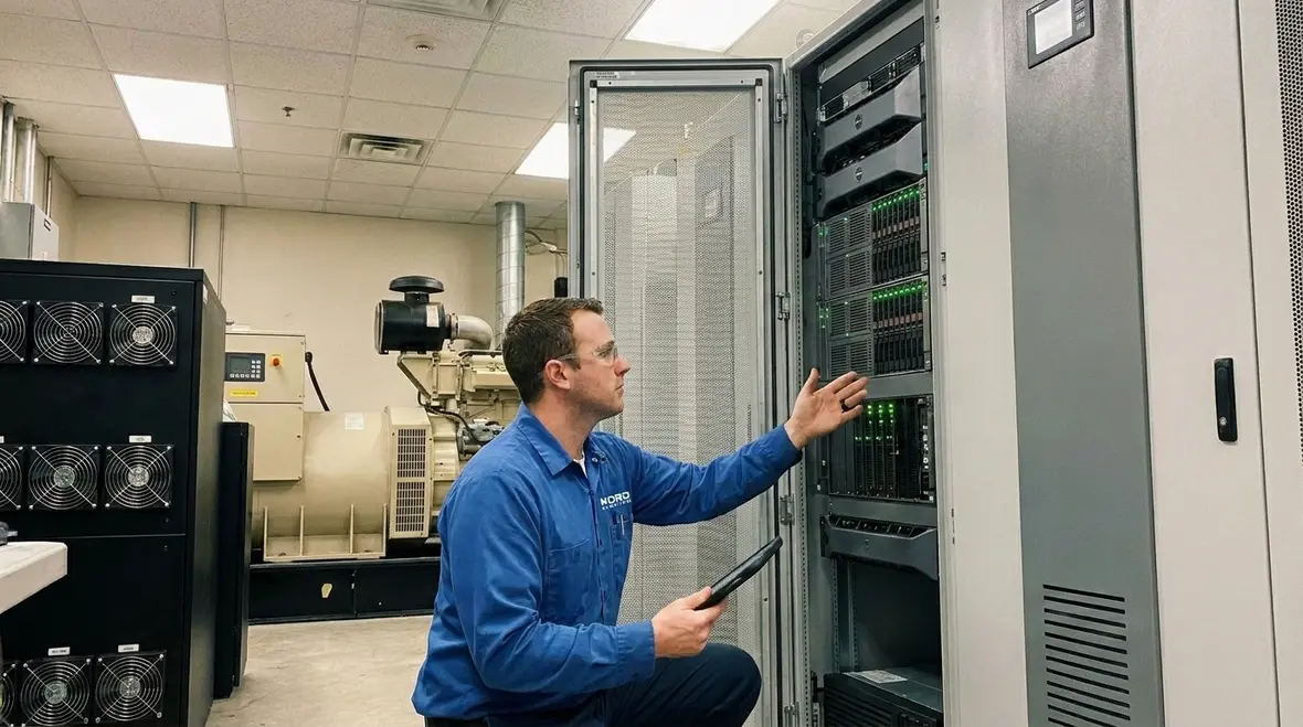 Data center power redundancy equipment in a commercial facility